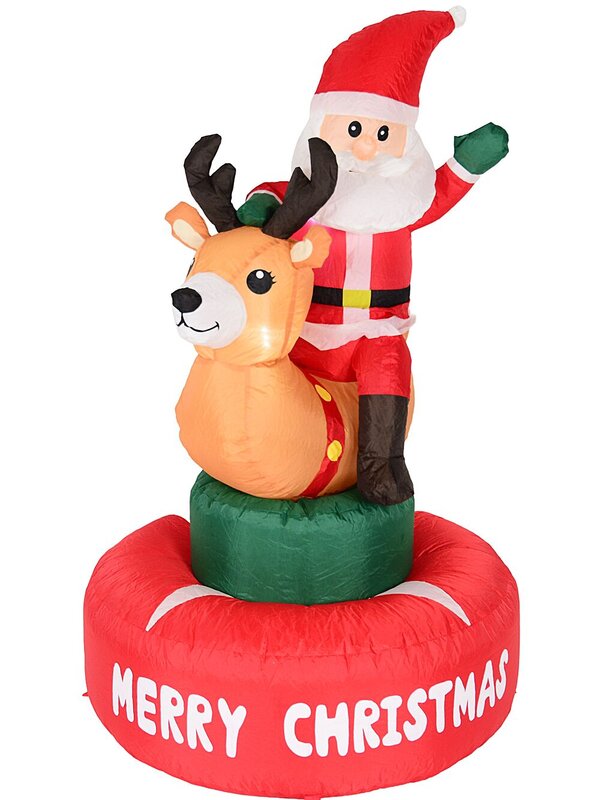 1.5m Santa Riding Mechanical Deer Bull | Animated LED Outdoor Inflatable