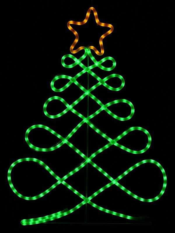 81cm Green & Orange Wavy Loop Pattern Christmas Tree Light Display