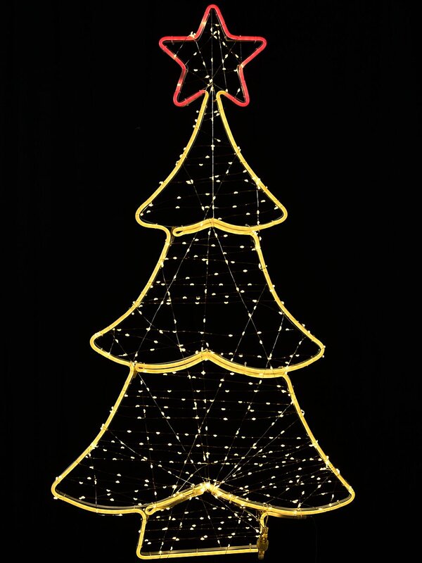 98cm Warm White Neon & String LED Christmas Tree With Red Star Light Display