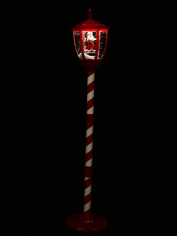 1.5m Snowing Santa Musical Christmas Street Lamp Post | USB Indoor Display