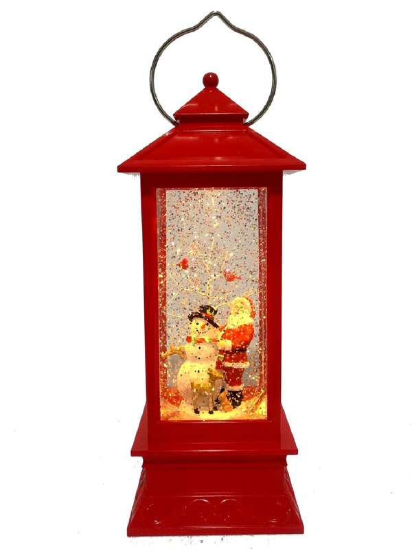 Santa & Snowman Large LED Christmas Snow Globe Lantern | 28cm