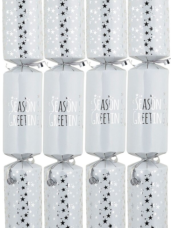 50x Season's Greetings Stars On White Christmas Bon Bons (Crackers) | 30cm