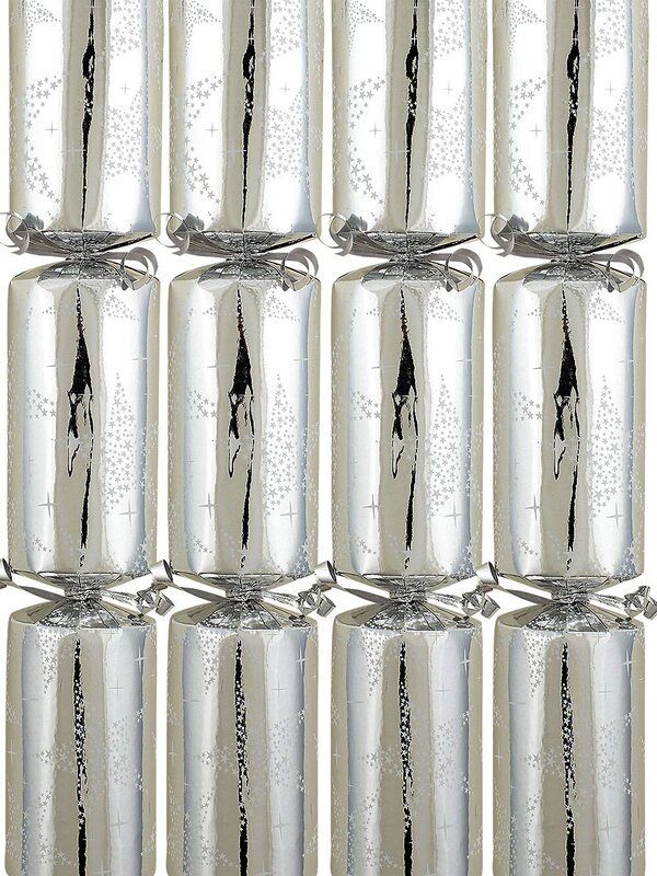 50x Metallic Silver & White Starry Christmas Bon Bons (Crackers) | 30cm