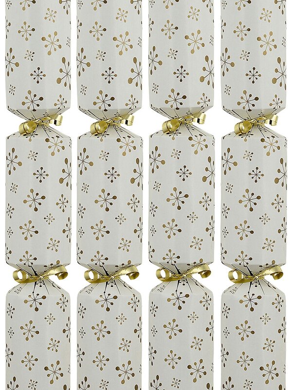 50x Matte White & Gold Whimsical Star Christmas Bon Bons (Crackers) | 31cm