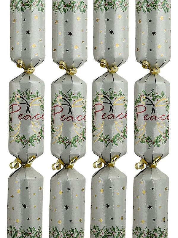 50x Matte Sage Green Peace Holly Wreath Christmas Bon Bons (Crackers) | 34cm