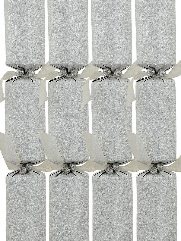 25x Luxury Sterling Silver Glitter Christmas Bon Bons (Crackers) | 34cm