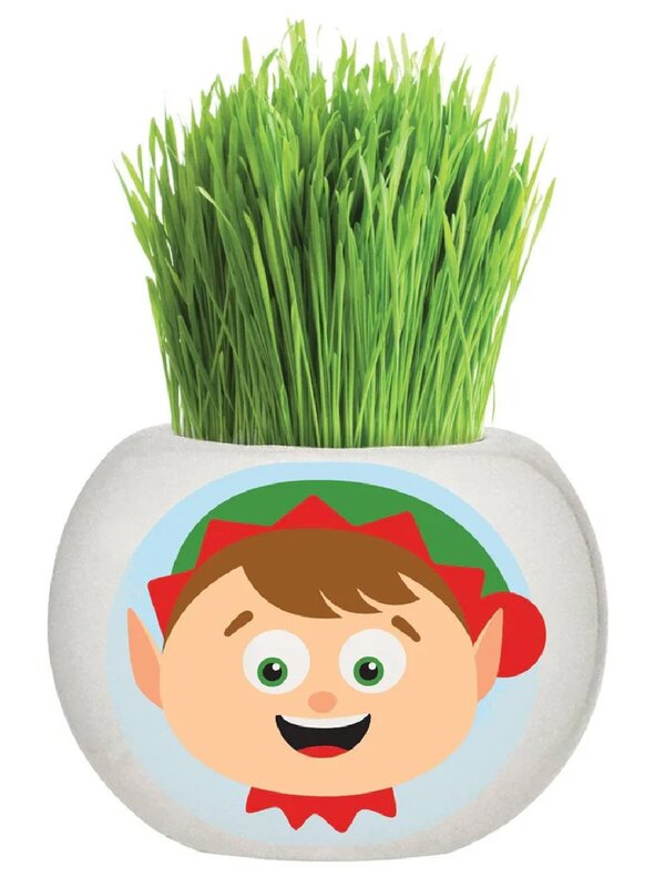 Mr. Fothergills Cheery Elf Grass Grow Kit | Miniature Ceramic Christmas Planter