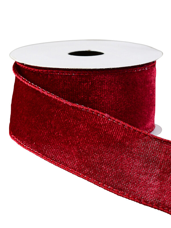 Wired Burgundy Velvet Ribbon & Fabric Trim | 1.5m x 35mm