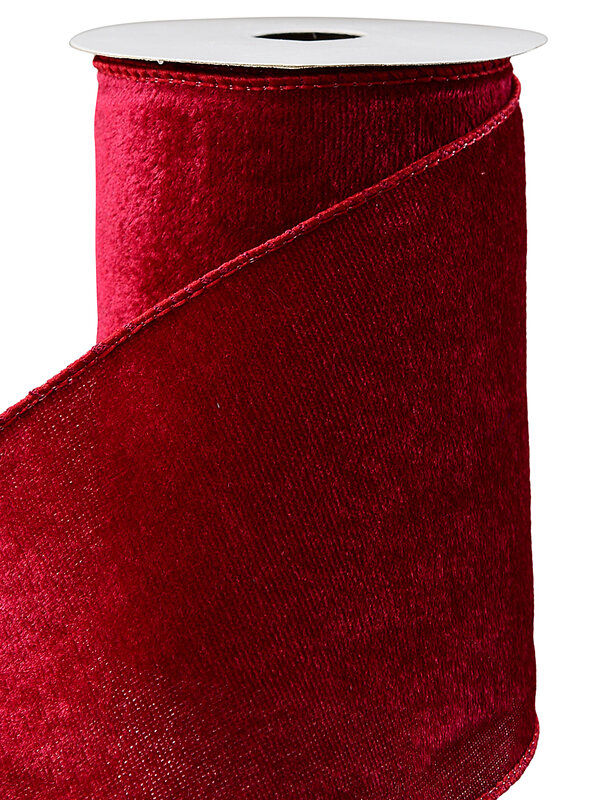 Wired Burgundy Velvet Ribbon & Fabric Trim | 3m x 10cm