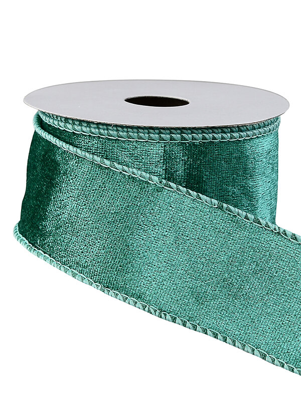 Wired Emerald Green Velvet Ribbon & Fabric Trim | 1.5m x 35mm