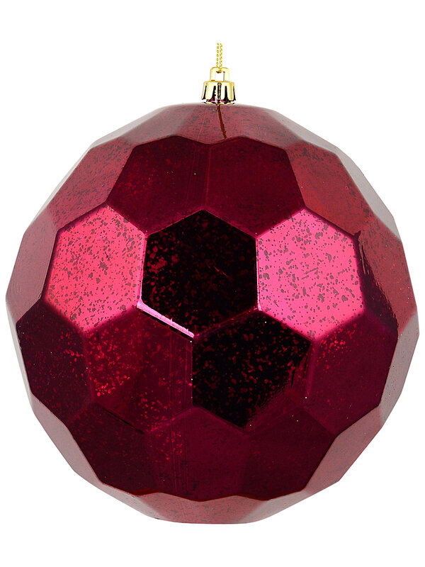 Dynamic Mercury Red & Burgundy Grand Faceted Hexagon Bauble | 15cm