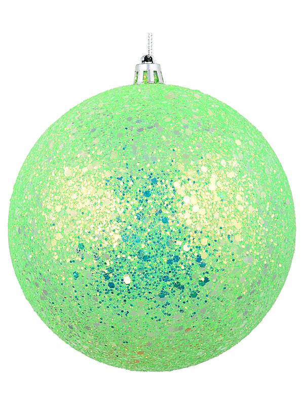 Whimsical Lime Green & Silver Grand Glitter Encrusted Bauble | 12cm