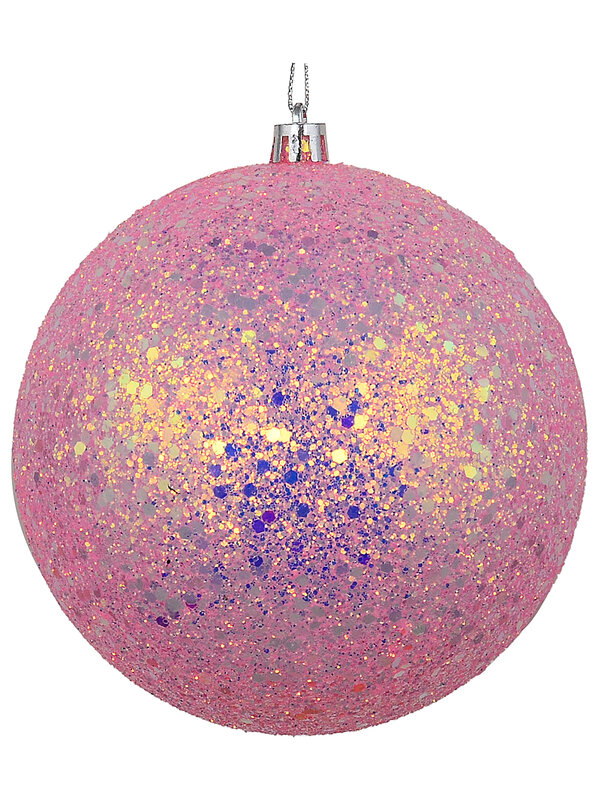 Whimsical Bubblegum Pink & Silver Grand Glitter Encrusted Bauble | 12cm