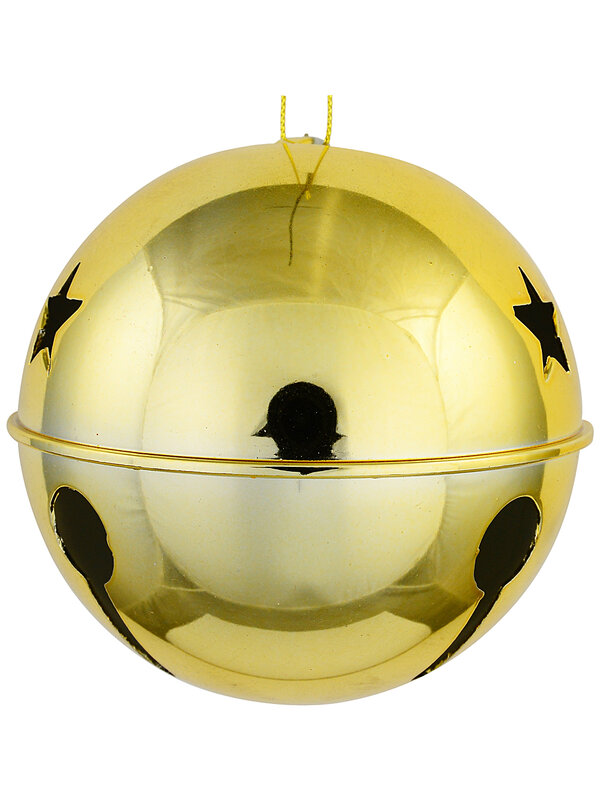 Dynamic Polished Gold Signature Acoustic Jingle Bell Bauble | 10cm