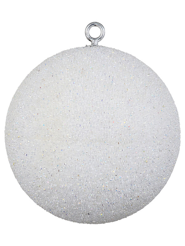 Whimsical Sugar White Grand Iridescent Crystalline Display Bauble | 20cm