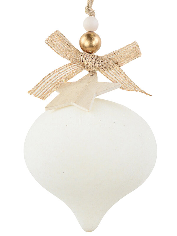 Whimsical Soft Cream Statement Flocked Onion Finial Drop | 13cm