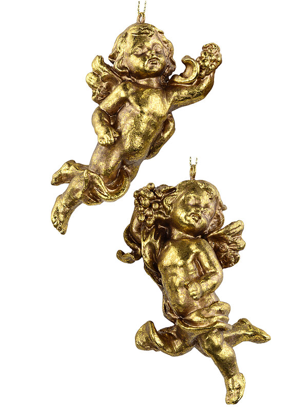 Assorted Heritage Antique Gold Cherub Angel Christmas Tree Ornament | 11cm