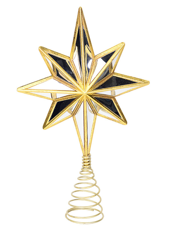 Dynamic Liquid Chrome & Gold Mirror Statement Star Tree Topper | 23cm