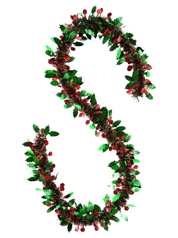 Premium Decorated 6ply Holly & Berry Christmas Tinsel Garland | 2m x 15cm