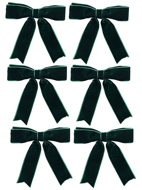 6x Dynamic Forest Green Signature Velvet Decorative Bows | 10cm