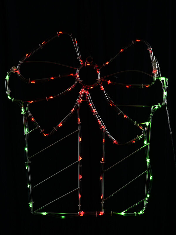 48cm Outdoor Christmas Present & Bow LED Noodle Rope Light Motif