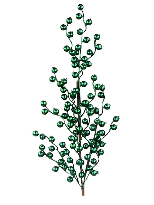 Matte Emerald Green Christmas Berry Spray Stem | 80cm
