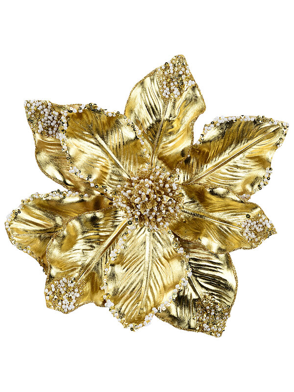 Luxe Champagne Metallic Textured Magnolia Jewelled Sequin Clip Stem | 26cm