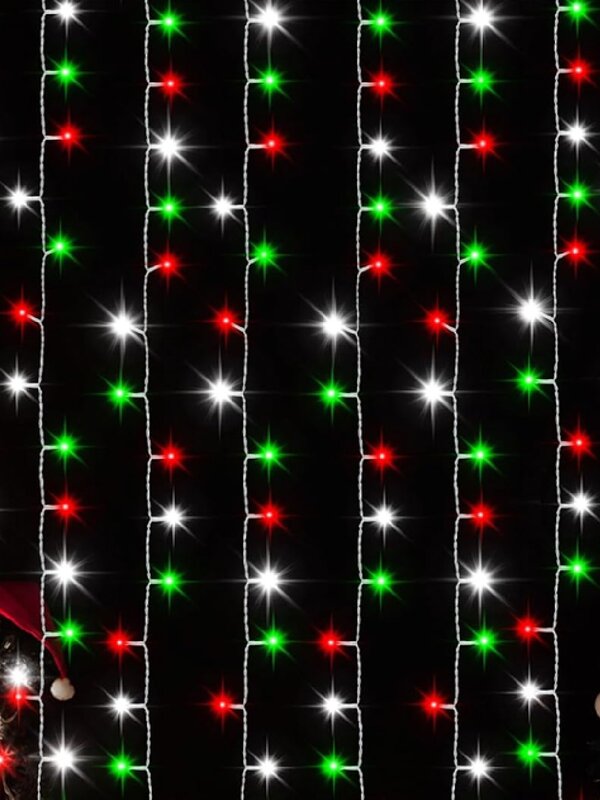 600 Multi Christmas Colour LED Curtain Light 8 Function With Timer | 3m x 3m