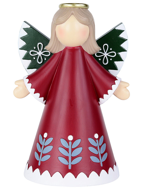 Whimsical Nordic Angel With Golden Halo Tabletop Figurine | 21cm