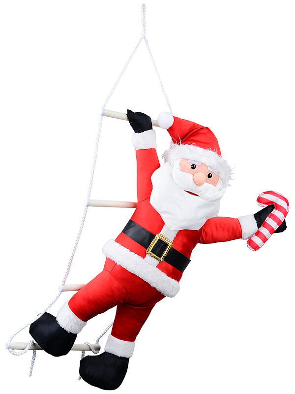 Hanging Santa On Ladder Outdoor Stretch Nylon Christmas Decoration | 1m