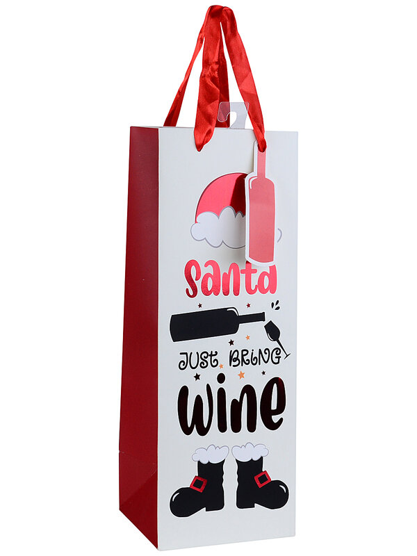 Santa Just Bring Wine Festive Christmas Bottle Gift Bag | 36cm