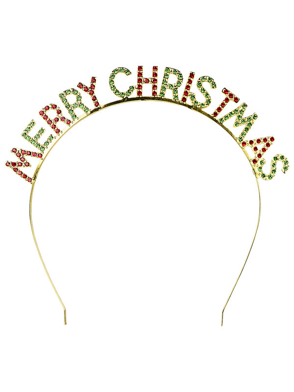 Gold Merry Christmas Headband With Crystal Diamantes | One Size Fits Most