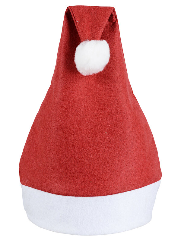 Budget Red Felt Traditional Santa Hat With White Trim | One Size Fits Most