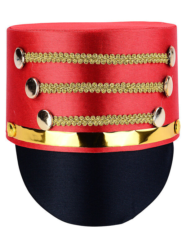 Premium Red & Gold Nutcracker Toy Soldier Costume Hat | One Size