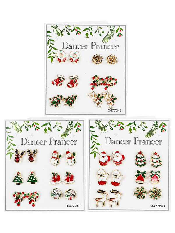 Assorted Christmas Novelty Stud Earrings Multi Pack | 6 Pairs
