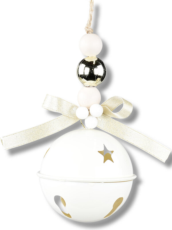 White Gloss Whimsical Essential Tinkling Jingle Bell Bauble | 65mm