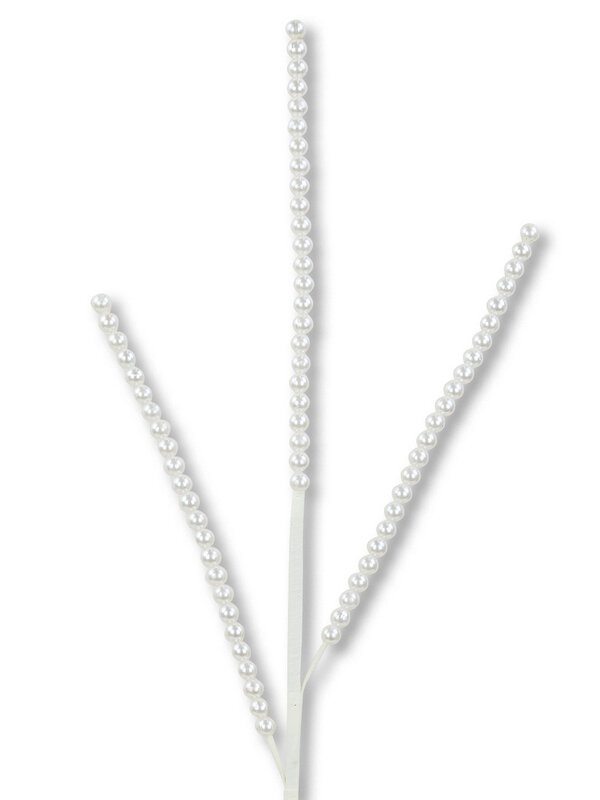 White Pearl String Cascade Christmas Spray Stem With Malleable Vines | 68cm