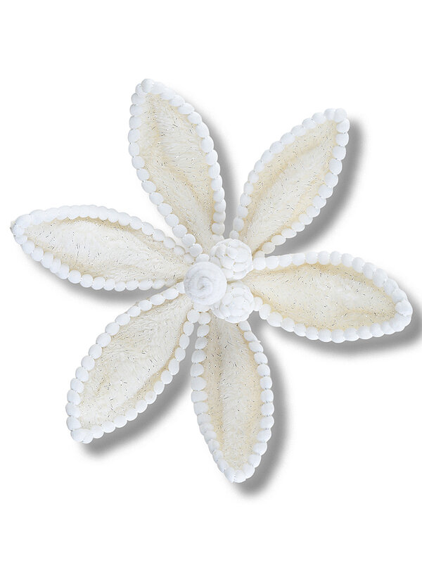 Winter White Plush Velour & Pom Pom Poinsettia Christmas Clip Stem | 32cm