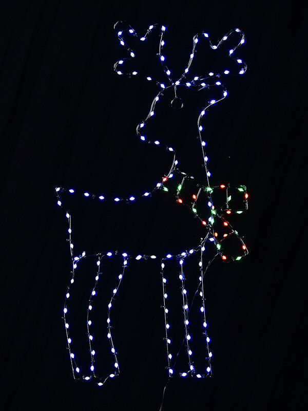 60cm Reindeer With Twinkle Scarf On Black Frame Outdoor LED Light Display