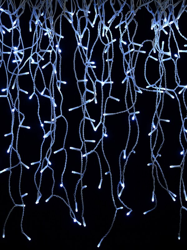 1000 Cool White LED Icicle String Lights 8 Function With Timer | 30m