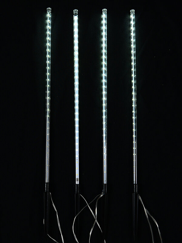 4x LED Christmas Meteor Strobe Path Lights - Cool White Garden Stakes | 50cm