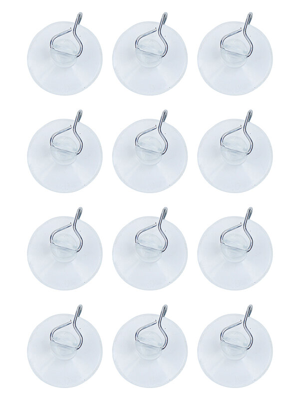 12x Clear Suction Hooks | Heavy Duty Smooth Surface Window Clips