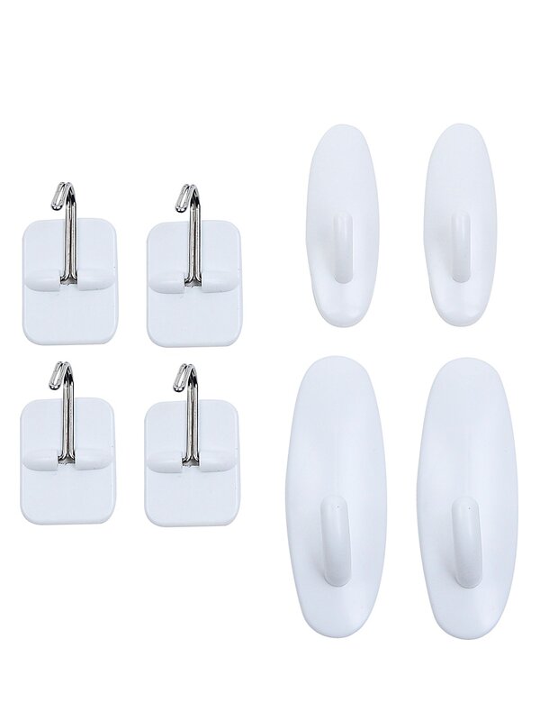 8x White Removable Adhesive Hooks | Heavy Duty Damage Free Utility Clips