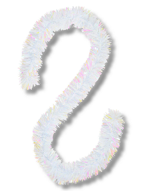 Premium 8ply White Iridescent Thick & Thin Christmas Tinsel | 2.7m x 12cm