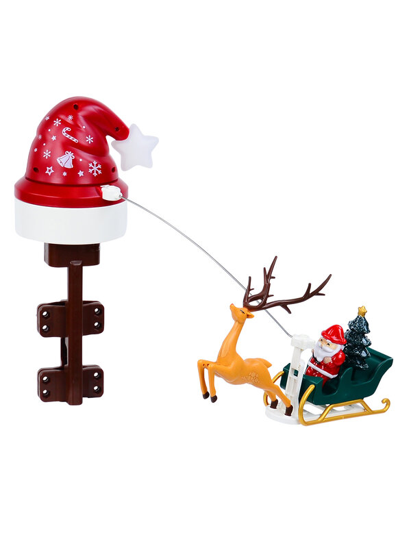 Animated Flying Santa Sleigh Tree Topper | Musical Rotating Ornament