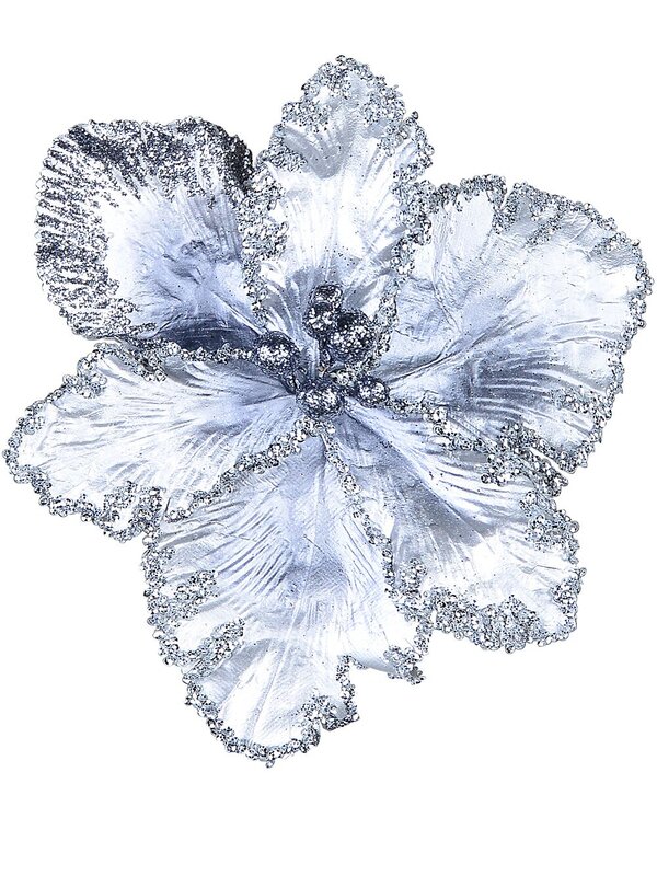 20cm Silver With Sequins Tulip Christmas Tree Clip Pick