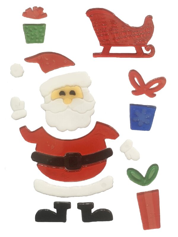 23cm Santa With Sleigh & Christmas Gifts Gel Window Cling