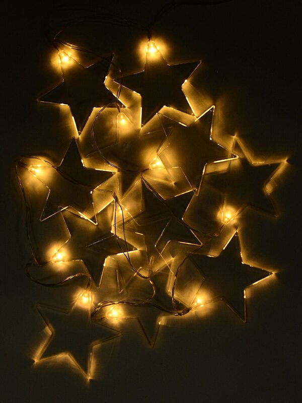 24 Warm White LED With Transparent Christmas Stars 2 Function | 3.4m