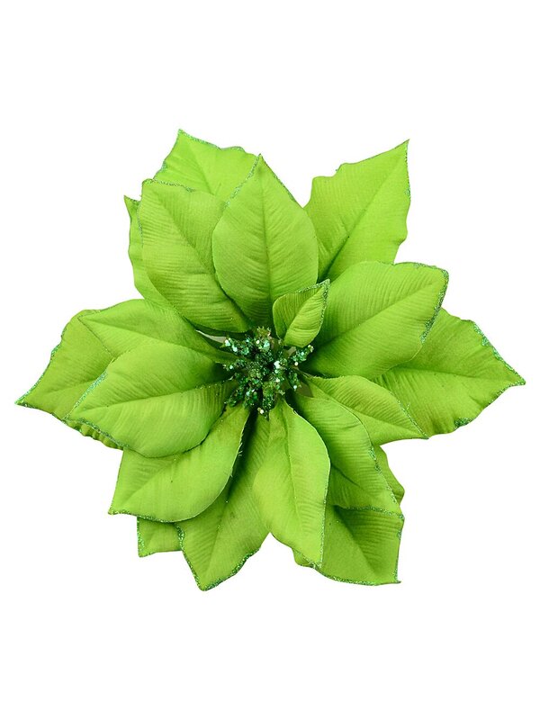Light Green Poinsettia Christmas Tree Clip Pick | 24cm