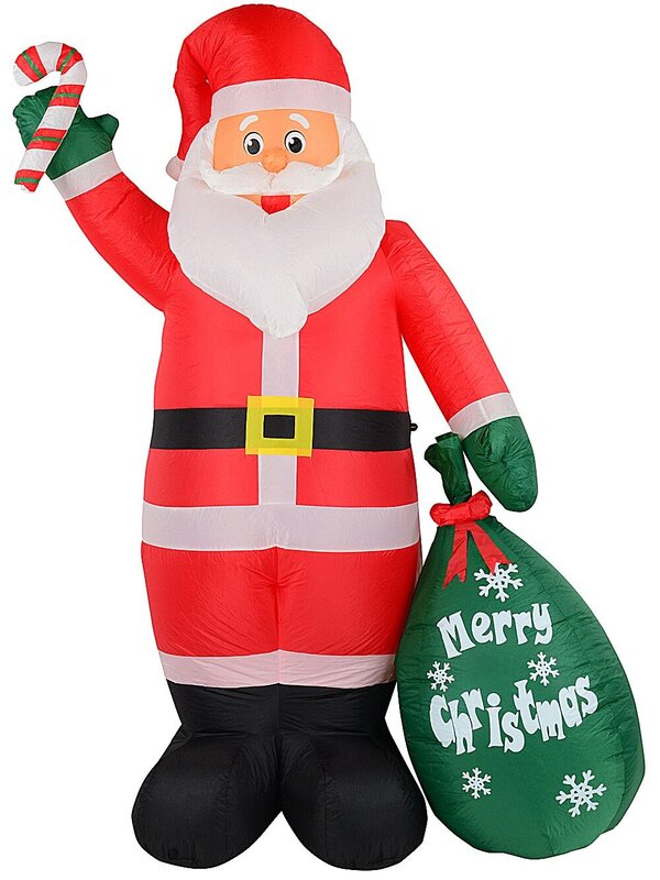 2.4m Large Santa With Sack & Candy Cane | LED Outdoor Inflatable